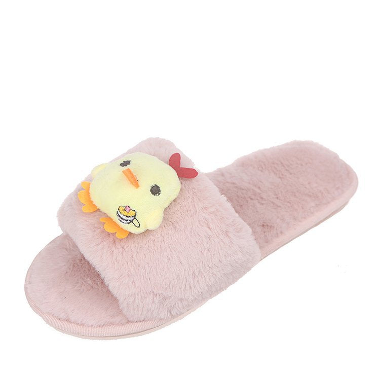 Cute cartoon girl's fuzzy slippers - new autumn 2024 collection, korean style fashion, student casual cotton slippers