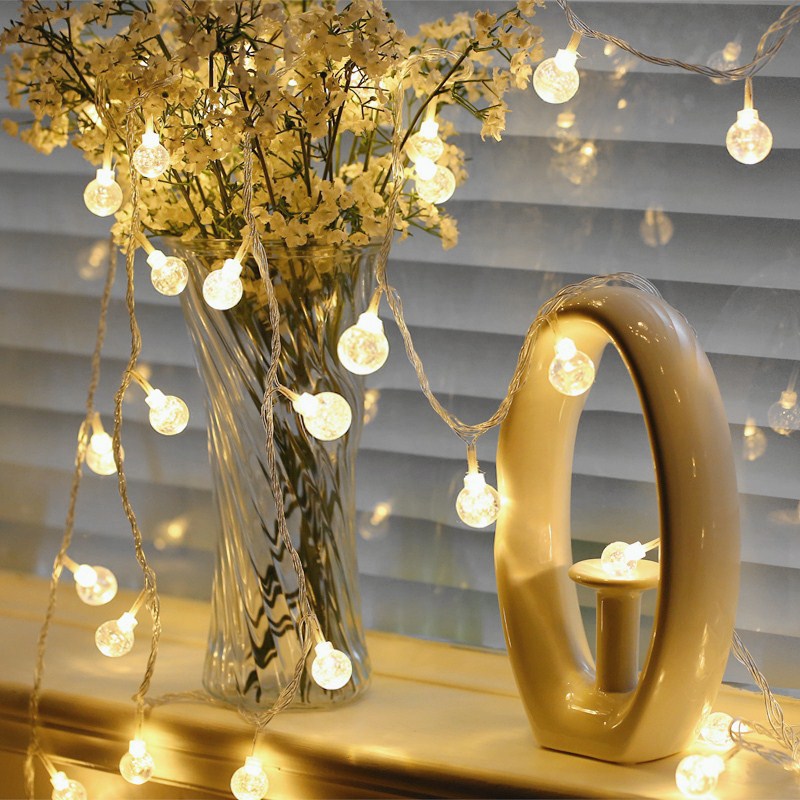 Bubble ball light string LED Christmas light wedding party bedroom decoration round ball small lights flashing light string atmosphere