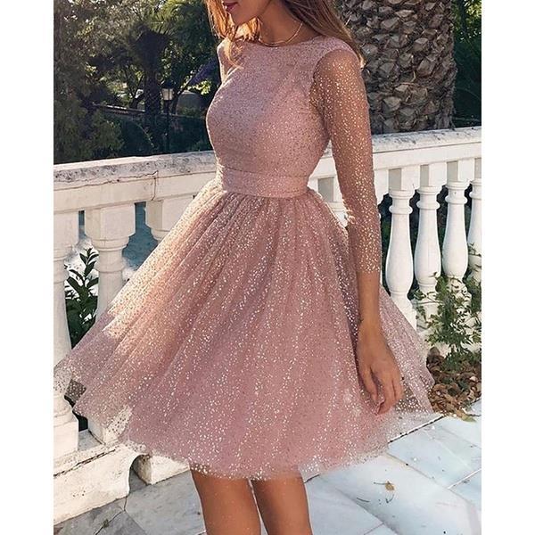 summer new arrivals: european and american style fashion long sleeve dress - high waist cocktail party evening gown