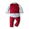 European and american cross-border children's spring/autumn collection: boys' printed vest three-piece set, baby long-sleeve formal outfit, ready stock wholesale