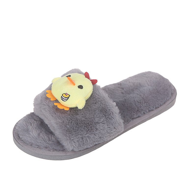 Cute cartoon girl's fuzzy slippers - new autumn 2024 collection, korean style fashion, student casual cotton slippers
