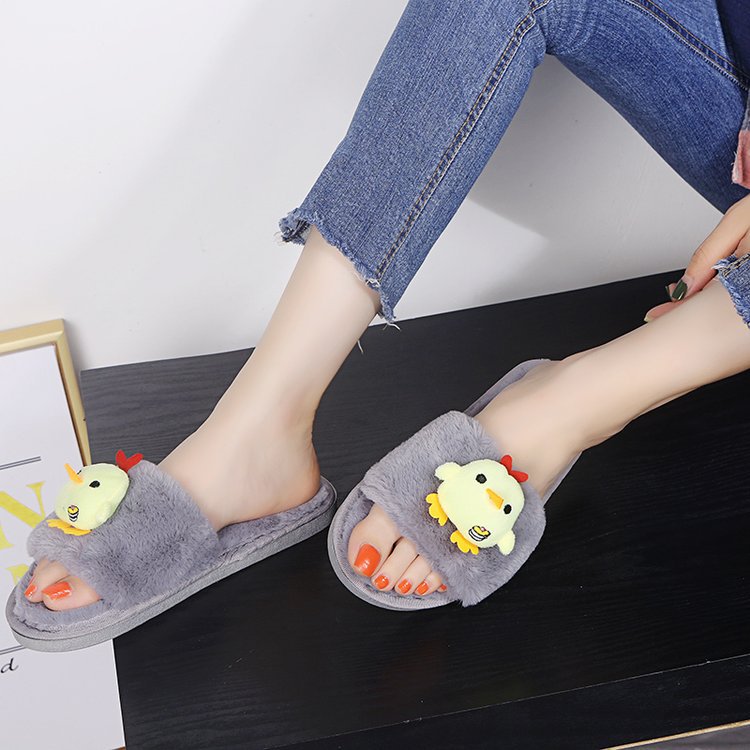 Cute cartoon girl's fuzzy slippers - new autumn 2024 collection, korean style fashion, student casual cotton slippers