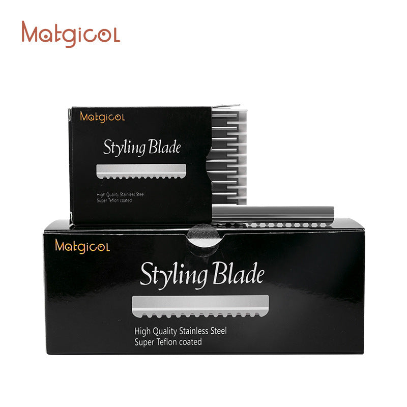 Matgicol black box 10-piece hair cutting blade set - professional barber shop hairdressing blades, single-sided stainless steel, wholesale