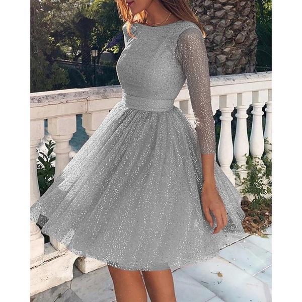 summer new arrivals: european and american style fashion long sleeve dress - high waist cocktail party evening gown