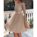 summer new arrivals: european and american style fashion long sleeve dress - high waist cocktail party evening gown