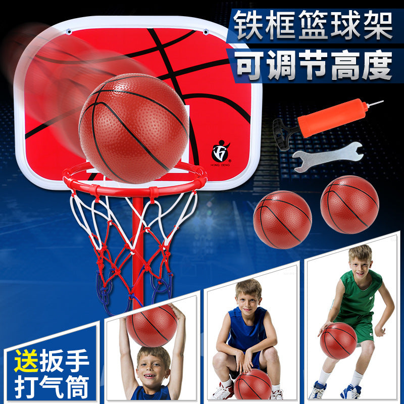 Children's basketball hoop can lift indoor shooting frame ball frame household leather ball 3-4-6 -8-9 years old toy boy