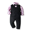 Insfall and winternew arrivalchildren's printing shirt vest pants three-piece set british style suit wholesale