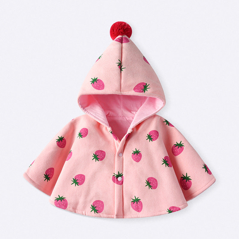 Children's outwearfall and winter baby cloak baby outing quilt girl shawl kids bath towel cloak flower printing