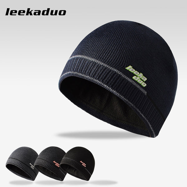 Two-color drop-plastic wool hat, piled and thickened warm men's knitted hat, outdoor leisure sports hat, mountaineering hat.