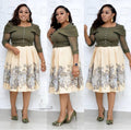supply digital printing with pure color one-shoulder lotus leaf sleeves and waist a-line skirt with matching belt of the same color