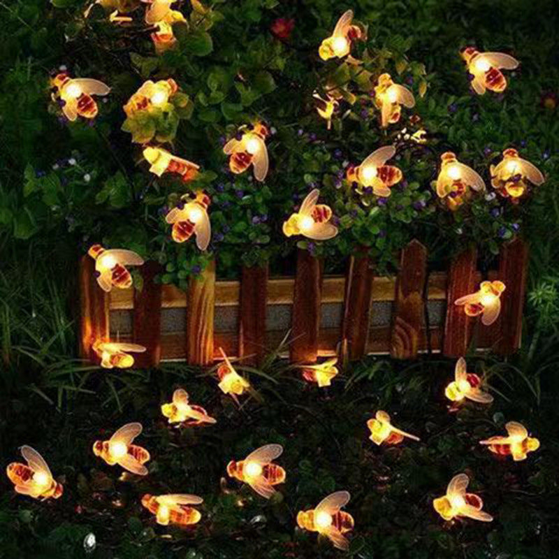 LED solar bee light string outdoor courtyard holiday romantic decoration little bee LED battery box lantern customization