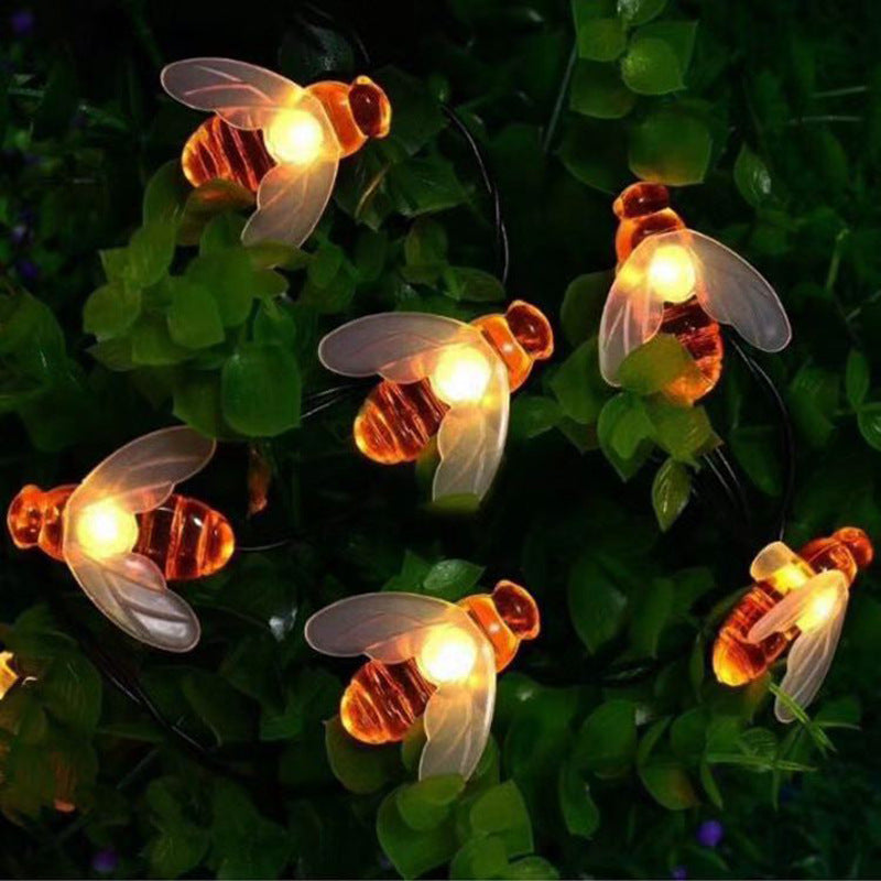 LED solar bee light string outdoor courtyard holiday romantic decoration little bee LED battery box lantern customization