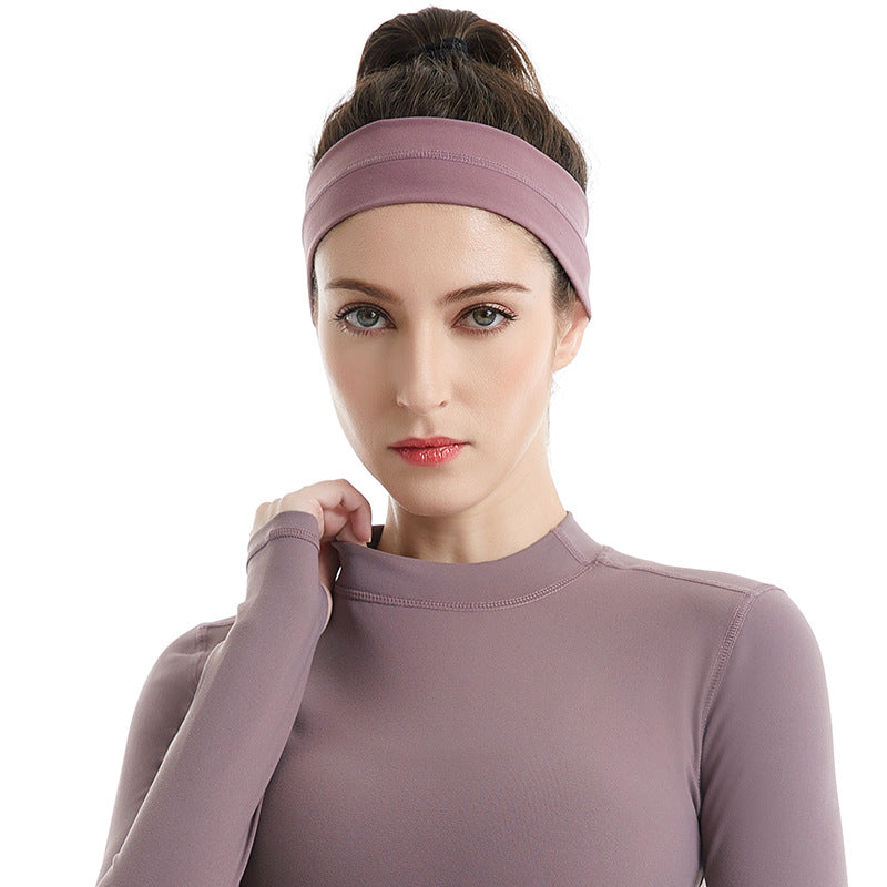 High-elasticity sports headband for women - solid color, four-needle six-line stitching, classic yoga headband, professional outdoor fitness headband