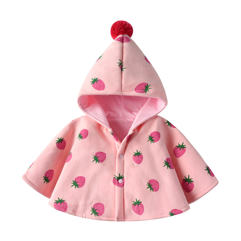 Children's outwearfall and winter baby cloak baby outing quilt girl shawl kids bath towel cloak flower printing