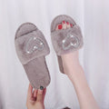 Furry cotton slippers for women winter indoor wooden floor confinement shoes stuffed flip-flops heart furry slippers for women