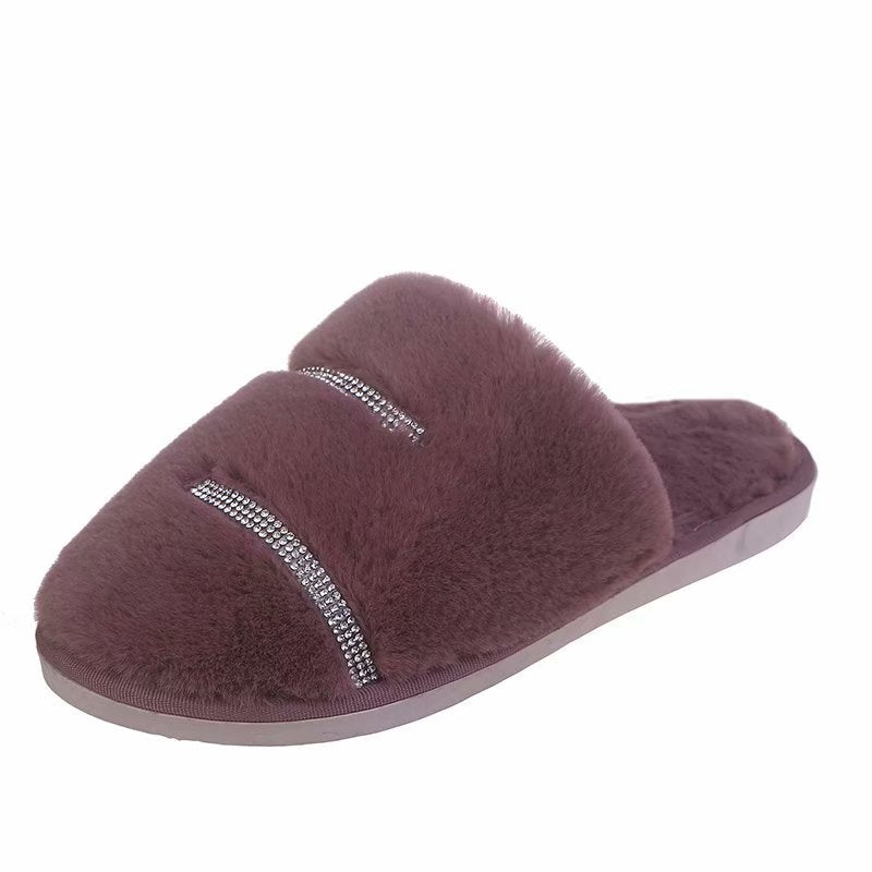 2024 winter new women's cotton slippers, home couple cotton slippers, indoor faux rabbit fur slippers, full coverage cotton slippers - direct from the manufacturer