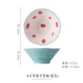Strawberry bowl single for home creative ceramic instant noodle soup bowl japanese style cute girl popular salad dessert hat bowl