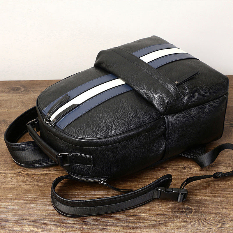 Business Casual Backpack Fashion Trend Large Capacity Men's Bag Light Commuter First Layer Cowhide Men's Backpack