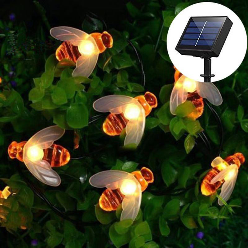 LED solar bee light string outdoor courtyard holiday romantic decoration little bee LED battery box lantern customization