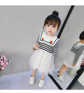 Girls' spring and autumn dress - new children's fashion dress for little girls - kids' baby princess dress - striped tulle skirt