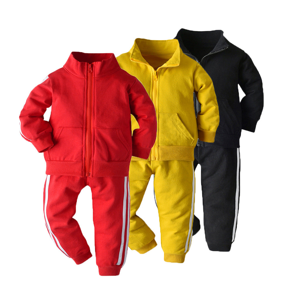 Exportautum new children's clothing, small and medium-sized children's sweatshirttwo-piece setkidscasual zipper suit sportswear