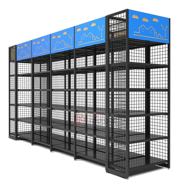 Back net type heavy supermarket shelves large supermarket shelves display shelves with light boxes billboards fixed shelves commercial manufacturers