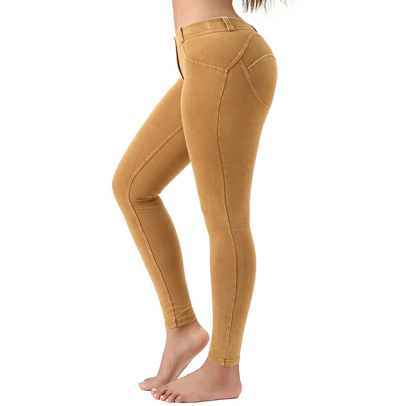 New women's active yoga pants - denim peach lift workout leggings - high-elasticity butt-lifting fitness peach pants