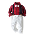 wholesale set: spring/autumn boys' long-sleeve striped turn-down collar shirt & overalls - oem children's formal wear customization