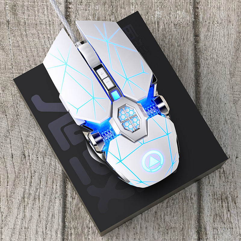Silver carved kisame e-sports mechanical mouse - wired, silent gaming usb computer mouse - cross-border amazon private label wholesale