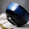 Ceramic creative rice bowl japanese style personal bowl and chopsticks blue glaze blue kiln ice cracked tableware bowl antique glaze