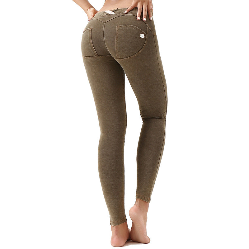 New women's active yoga pants - denim peach lift workout leggings - high-elasticity butt-lifting fitness peach pants
