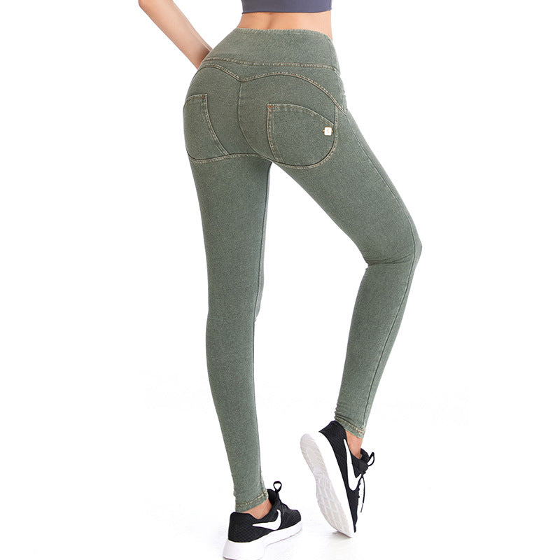 New women's active yoga pants - denim peach lift workout leggings - high-elasticity butt-lifting fitness peach pants