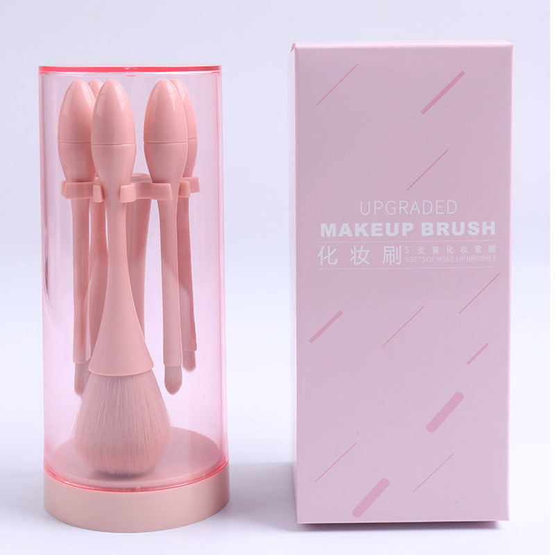 Portable mini makeup brush set - includes foundation, powder, blush, and eyeshadow brushes - all-in-one makeup brush organizer