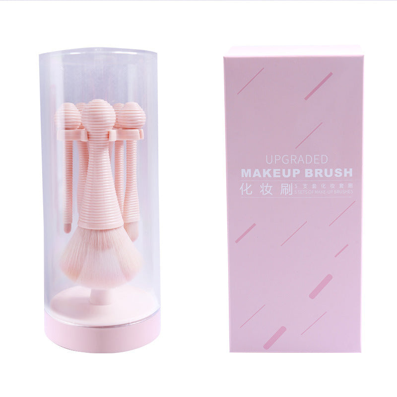 Portable mini makeup brush set - includes foundation, powder, blush, and eyeshadow brushes - all-in-one makeup brush organizer
