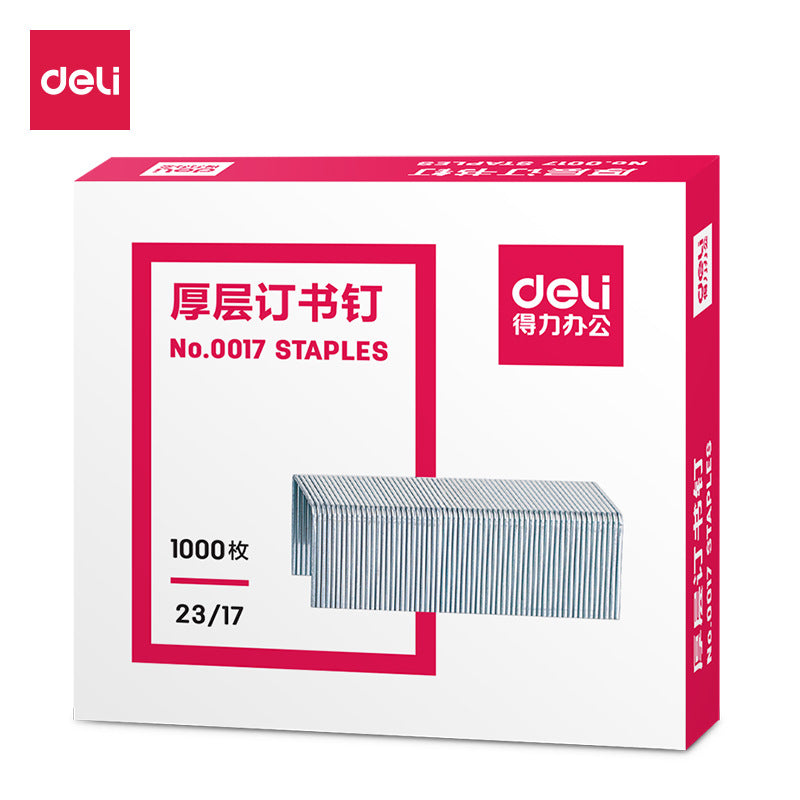 Deli 0017 Thick layer staples 23/17 Staples can be ordered 130 pages of paper 1000 pieces/box office supplies