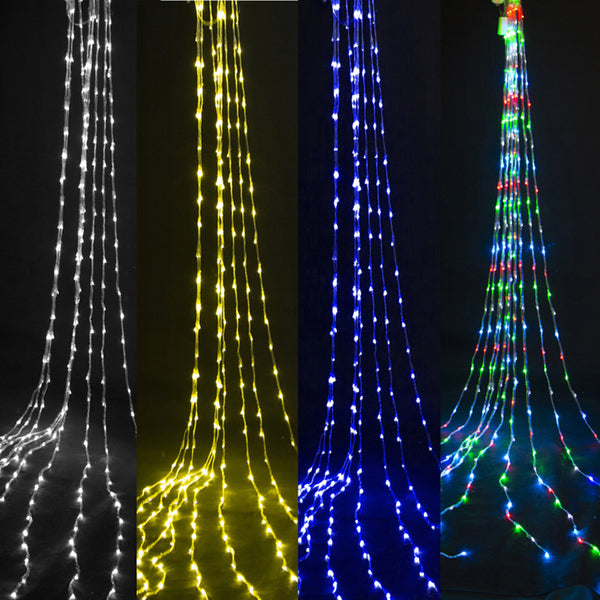 LED running water curtain light holiday decoration wedding room arrangement romantic lantern string Internet celebrity waterfall leather line light