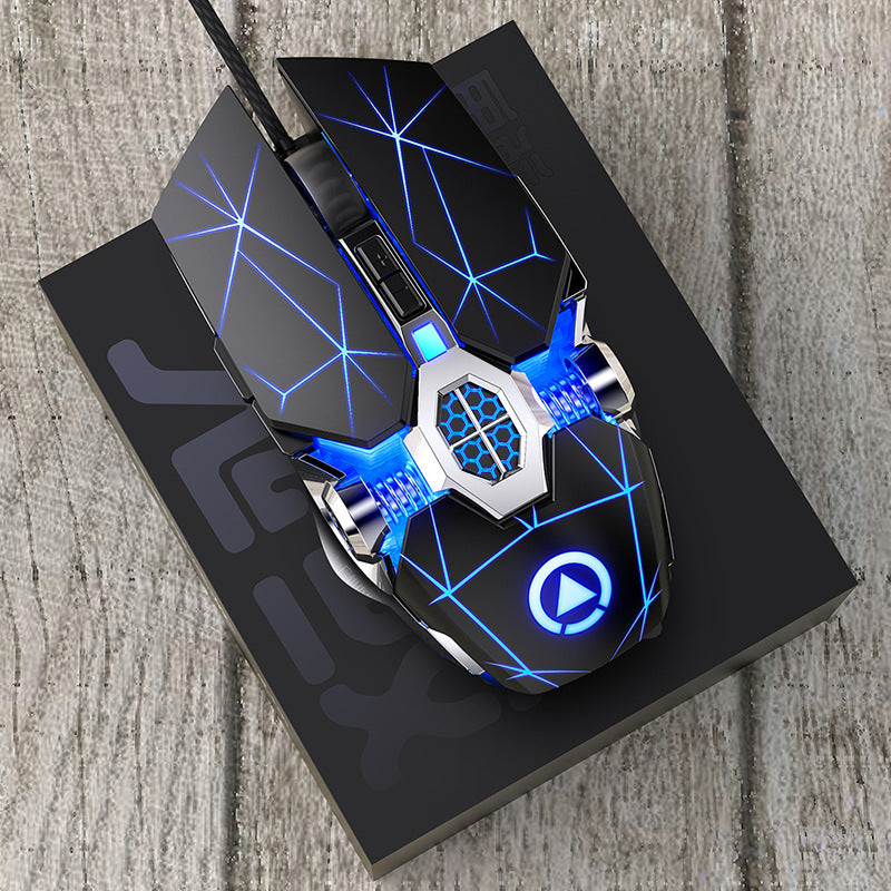 Silver carved kisame e-sports mechanical mouse - wired, silent gaming usb computer mouse - cross-border amazon private label wholesale