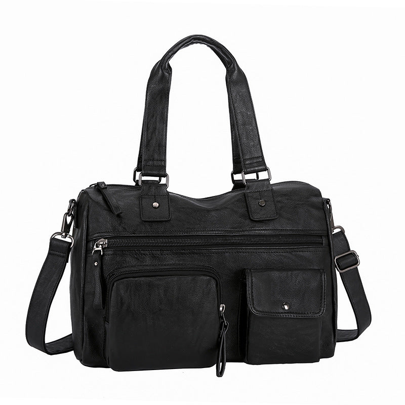 Cross-border Korean version of the new shoulder bag PU bag men's bag shoulder messenger bag 15.6 large-capacity computer travel handbag