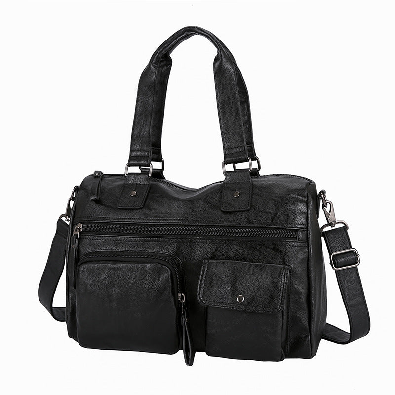 Cross-border Korean version of the new shoulder bag PU bag men's bag shoulder messenger bag 15.6 large-capacity computer travel handbag