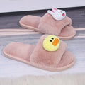 Cute cartoon parent-child slippers, fluffy slippers for boys and girls, autumn and winter indoor student cotton slippers, warm one-strap slides