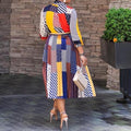spring/summer new arrival: african-style printed midi dress with bow collar and elegant three-quarter sleeves - women's apparel