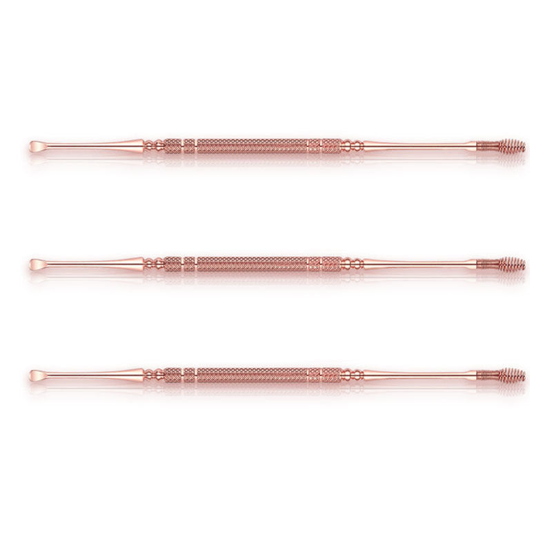 Stainless steel double-ended earwax removal tool with flexible massage tip - ear cleaning kit