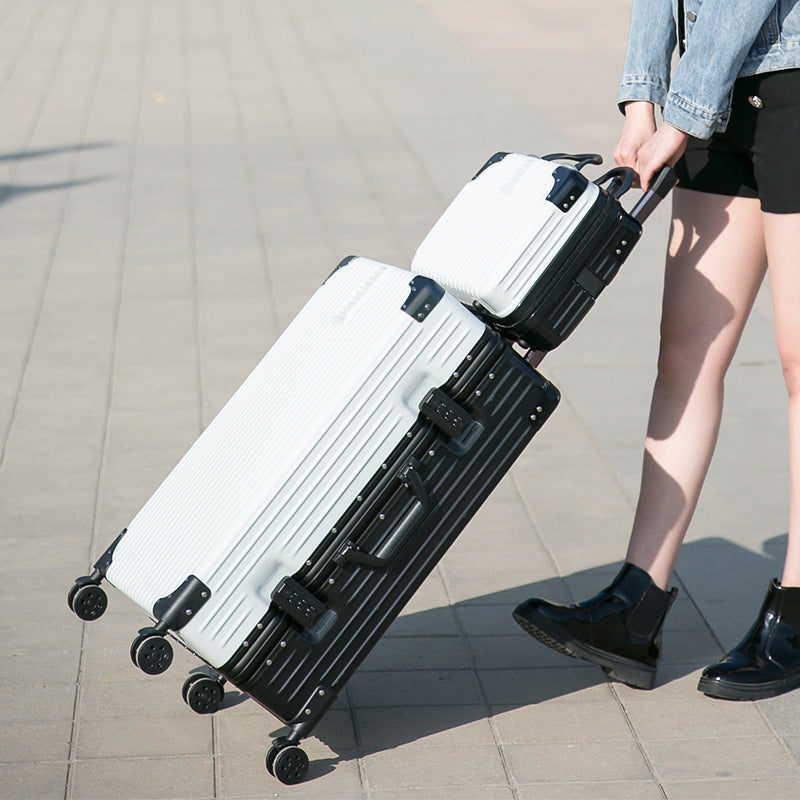 Luggage Internet celebrity trolley case female aluminum frame suitcase universal wheel male ins password case 20 inches 24 leather case 28