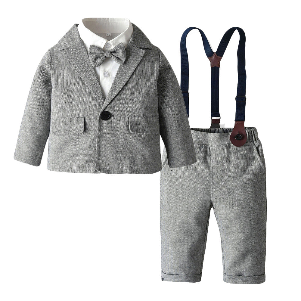 Factory direct children's autumn/winter boys' suit three-piece set, boy's flower boy outfit, british style wholesale