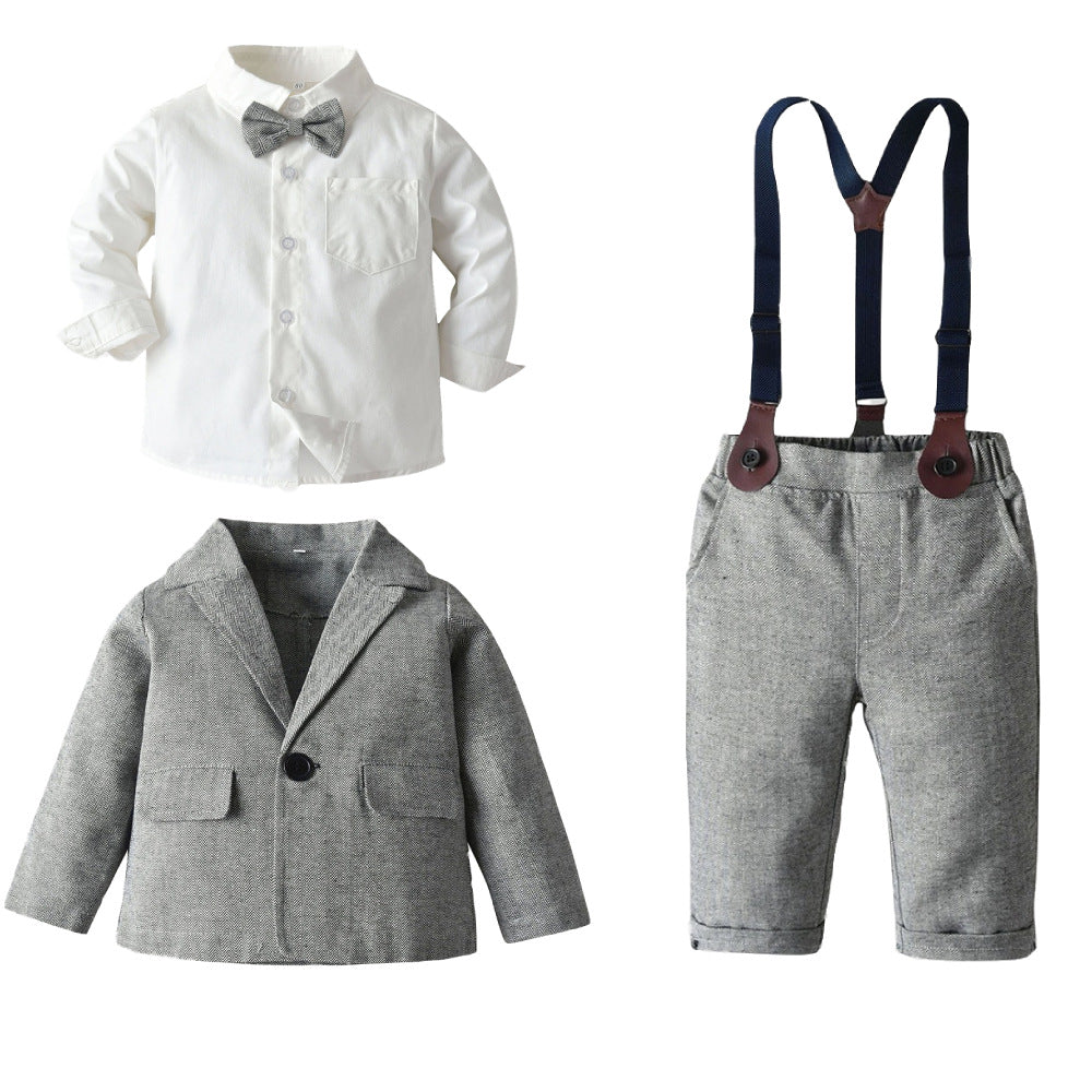 Factory direct children's autumn/winter boys' suit three-piece set, boy's flower boy outfit, british style wholesale