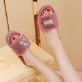 Furry slippers women's fashion outwear 2024new arrivalk-style women's shoes flatspopular same style open toe slippers women