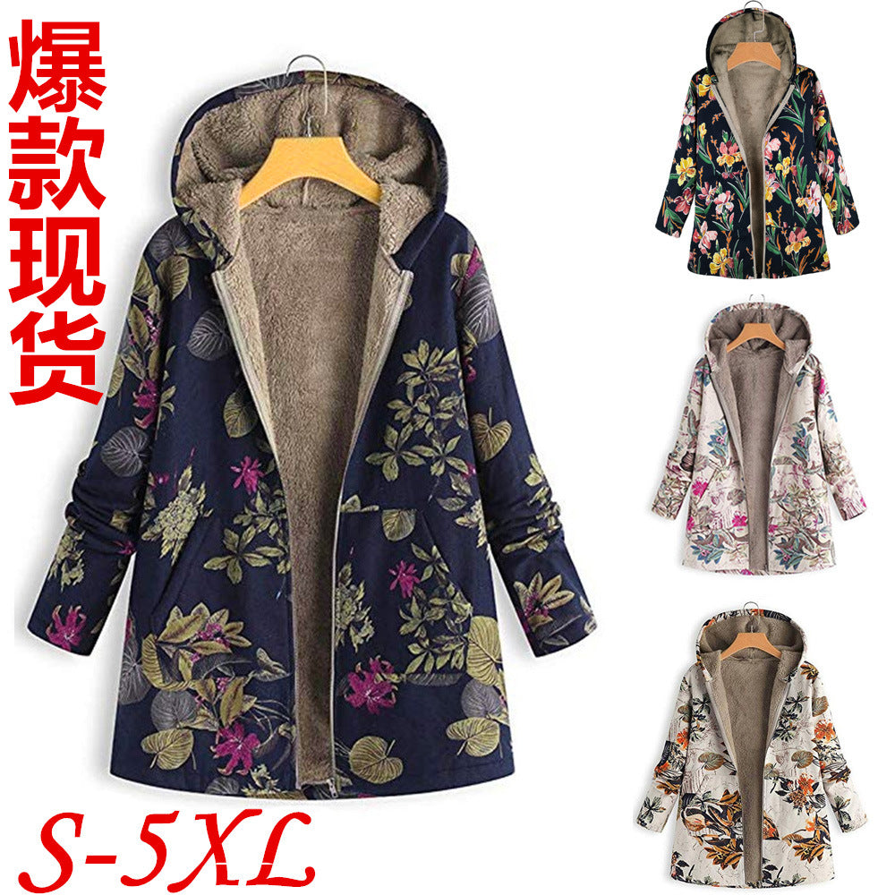 Ebay best selling cotton clothing women's cotton and linen hooded outwearsweatshirtstuffed cross-border new arrivalprintingtops women's clothing