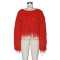 Wish  hot selling european and american women's fall/winter sweater cardigan fashion handmade tassel knitted pullover sweater