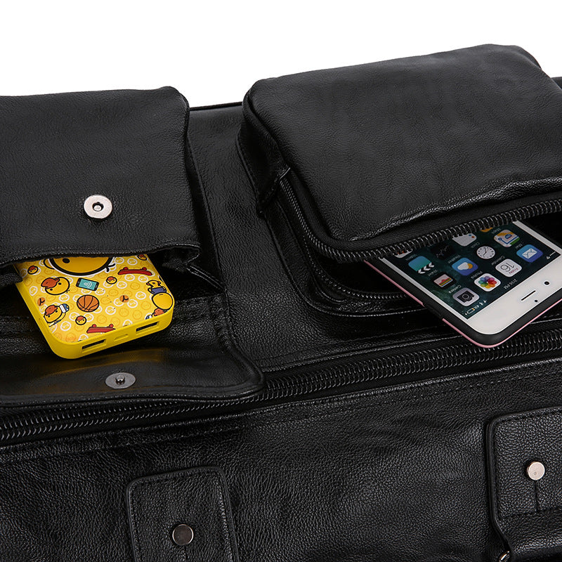 Cross-border Korean version of the new shoulder bag PU bag men's bag shoulder messenger bag 15.6 large-capacity computer travel handbag