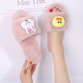 Cute cartoon parent-child slippers, fluffy slippers for boys and girls, autumn and winter indoor student cotton slippers, warm one-strap slides